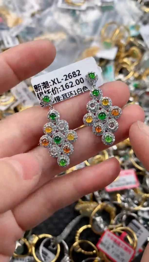 银S925镶嵌戒指翡翠555          5