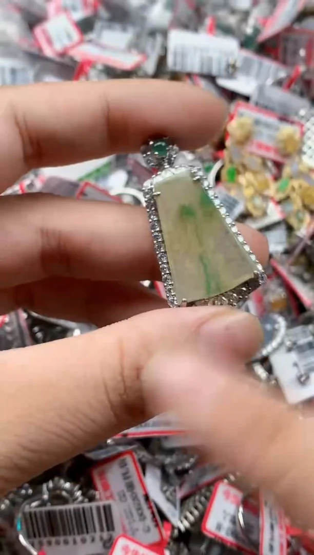 银S925镶嵌戒指翡翠天然A货缅甸翡翠