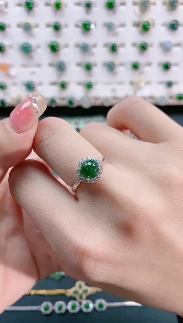 【闪购商品】翡翠戒指银S925镶嵌天然翡翠