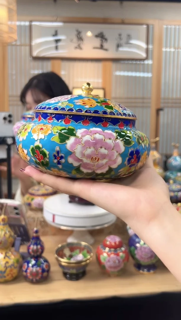 【闪购商品】景泰蓝花丝喜子罐6寸XZG002青蓝