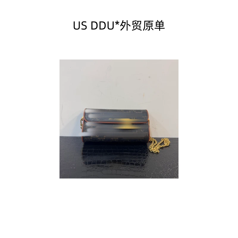 A236凯 黑棕老花链条法棍斜挎包6109/D035