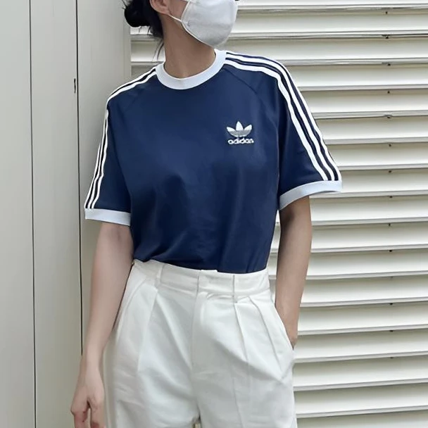 adidas阿迪达斯2025女子3S LOOSE CROP T针织无领短T恤JC8151