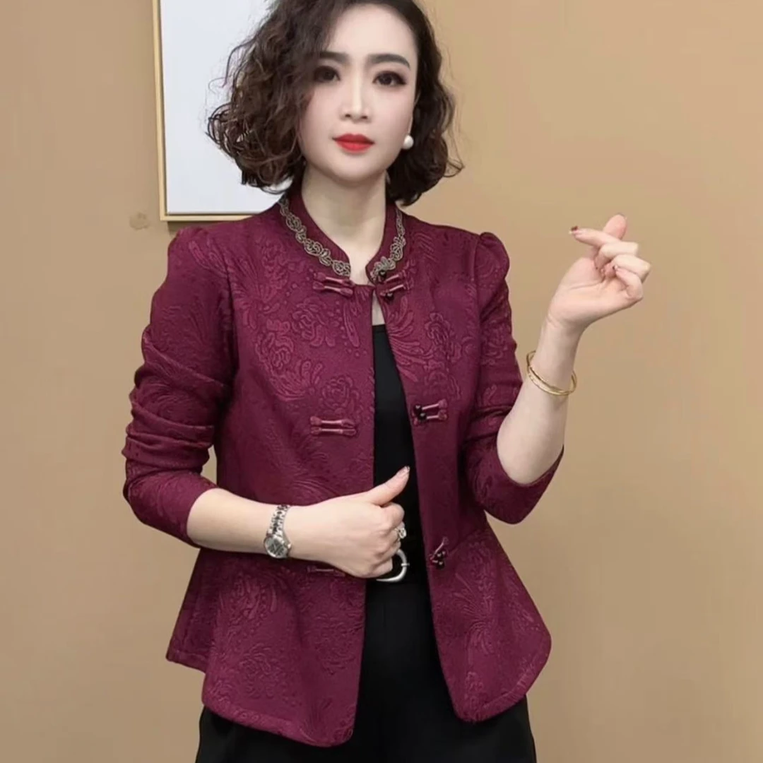 2024新品时尚洋气百搭显瘦绣花中国风民族风减龄气质女外套短款