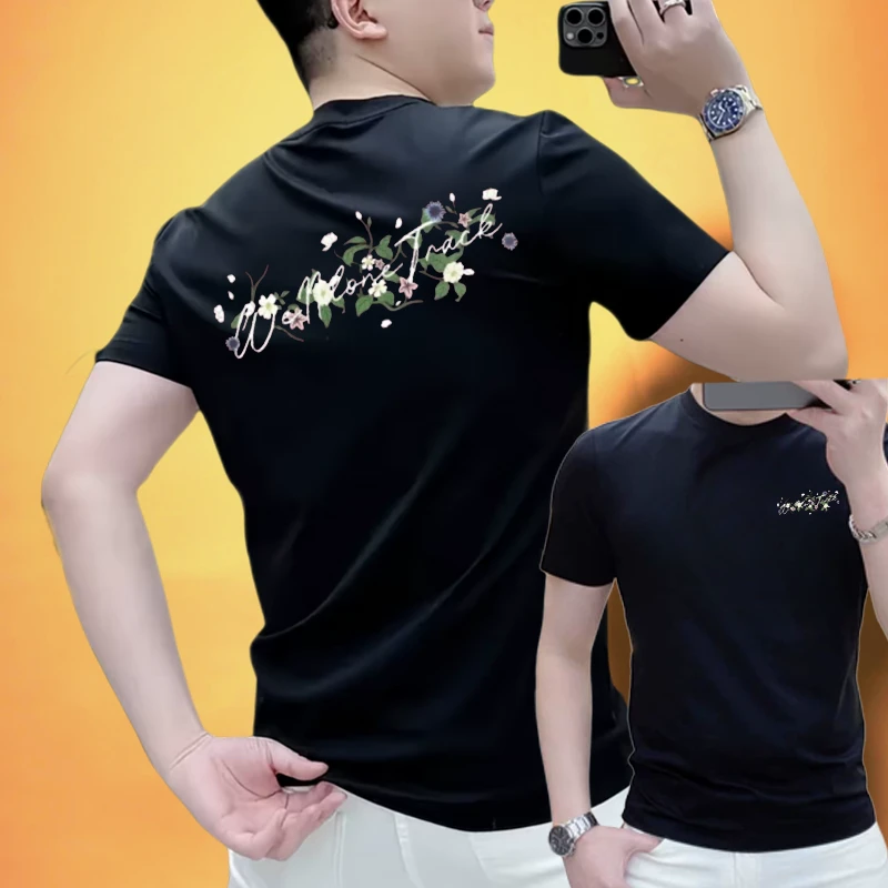 2025夏季潮男休闲短袖t恤男士时尚半袖修身个性男女上衣百搭体恤