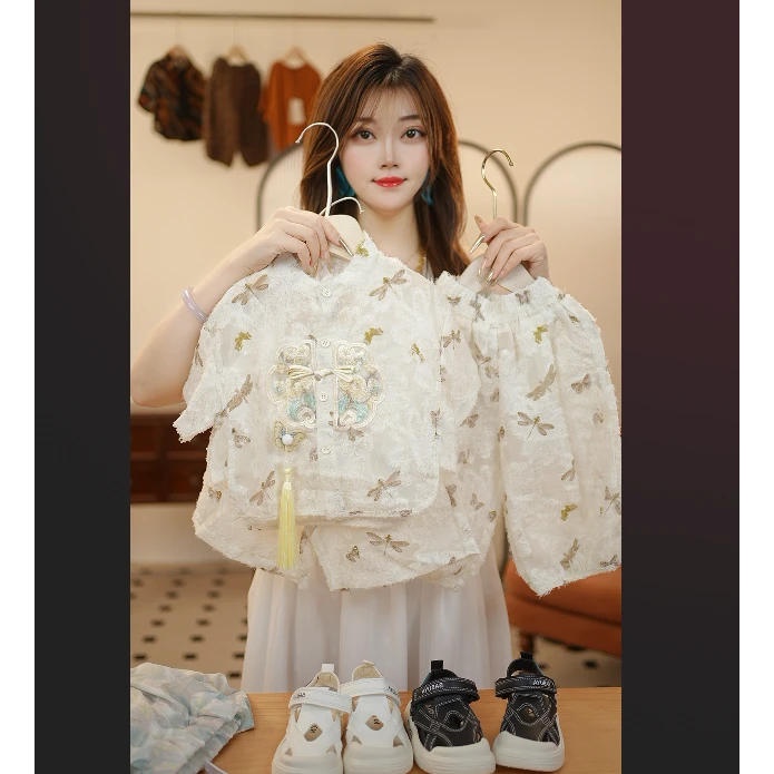 男童女童中国风汉服唐装气质碎花小众套装夏装宝宝周岁礼服2