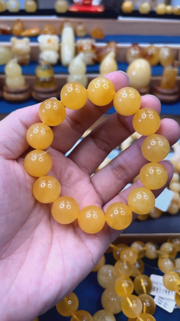 手串蜜蜡未镶嵌p73焦皮料蜜蜡手串 15mm 27.61克