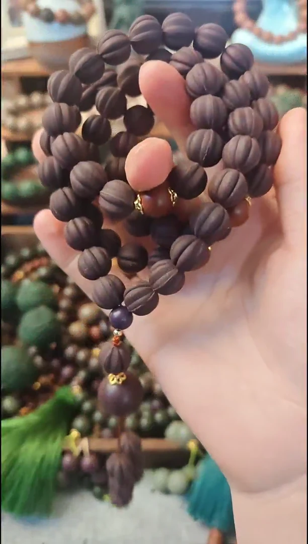 泥塑A***r九紫东方瓜珠项链一条