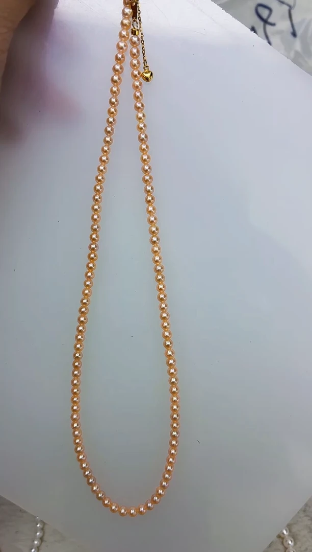 银S925镶嵌DA淡水珍珠项链3-4 y663