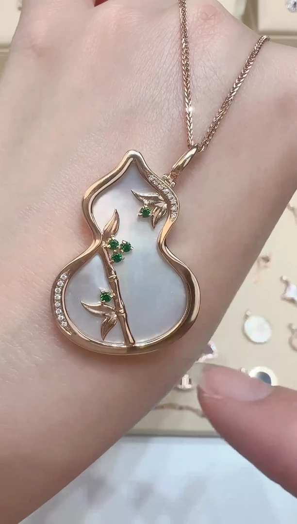 【闪购商品】石榴石吊坠(不含链)18K金镶嵌18K金大葫芦吊坠