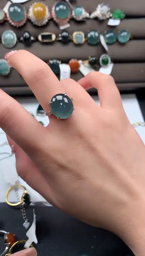 【闪购商品】翡翠戒指银S925镶嵌52124