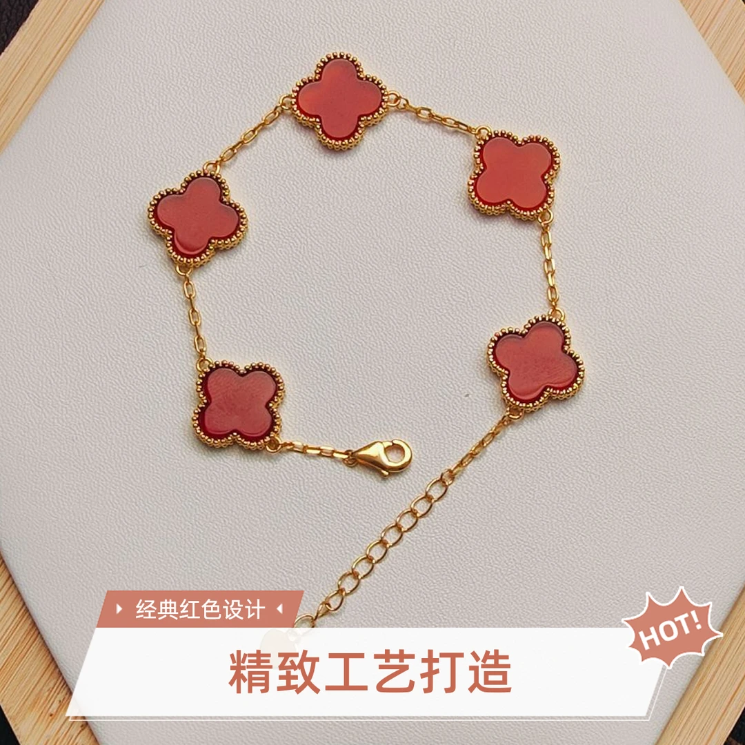 【大淼专属】源头工厂18k 15mm红色五花手链-DM