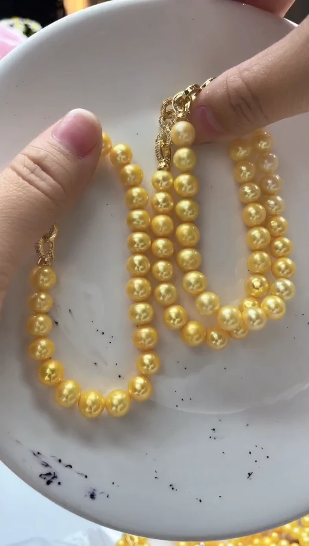 未镶嵌手链淡水珍珠8mm黄色系手链