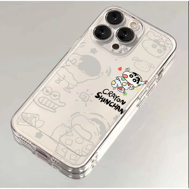 蜡笔小新适用iphone1615卡通手机壳苹果13透明12华为vivo小米oppo