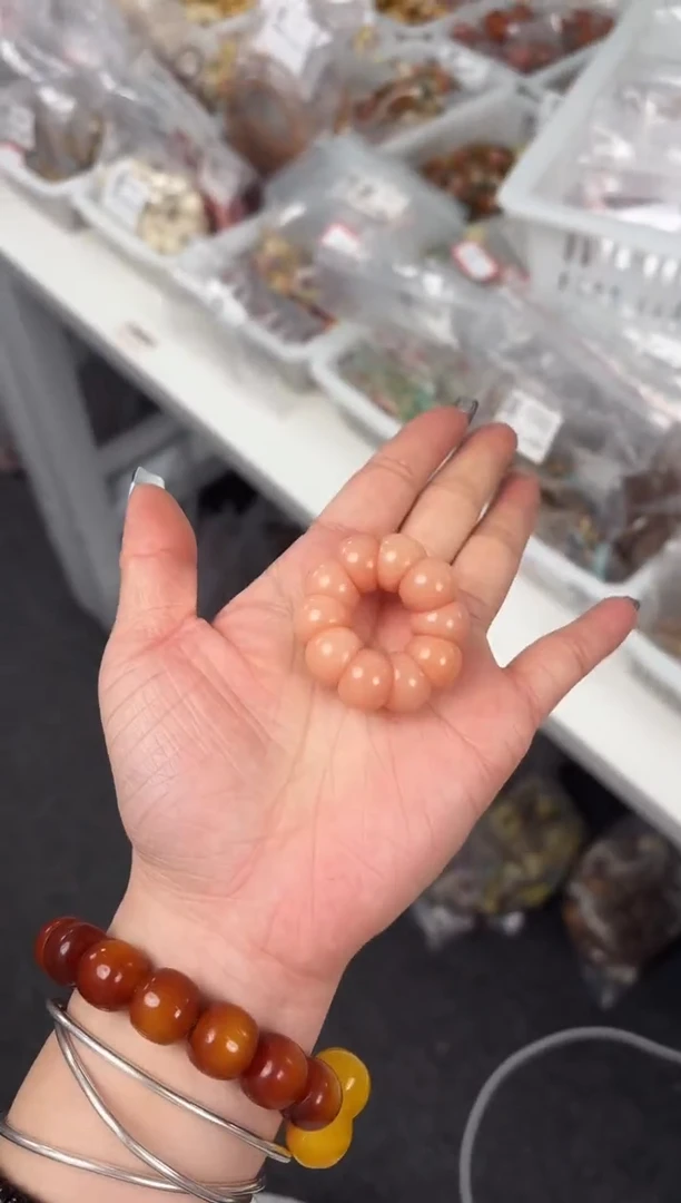 手串菩提根/象牙果【粉影12-13mm】菩提根粉色蒜瓣手捻@@CS023-1966