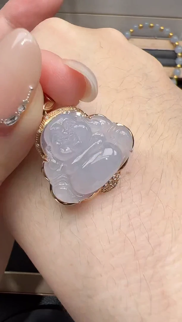 翡翠18K金镶嵌吊坠(不含链)吊坠勿拍