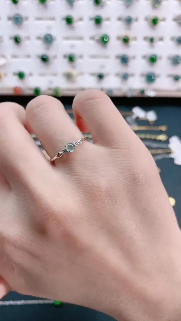 【闪购商品】翡翠戒指银S925镶嵌天然翡翠