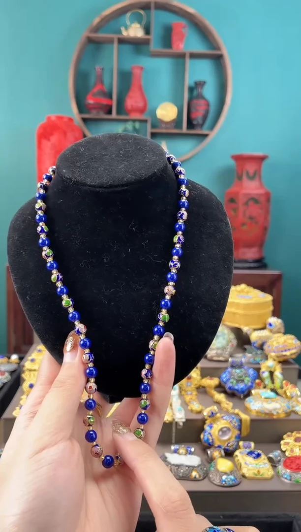 非遗手工景泰蓝0.6项链宝蓝