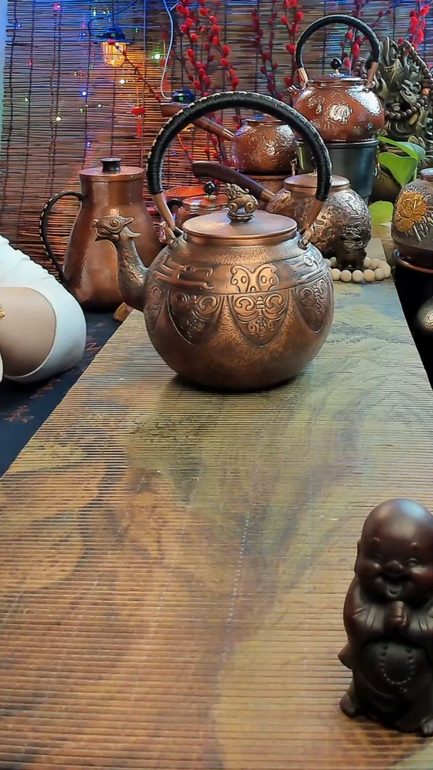 【闪购商品】饕餮兽嘴紫铜提梁壶 饮料杯