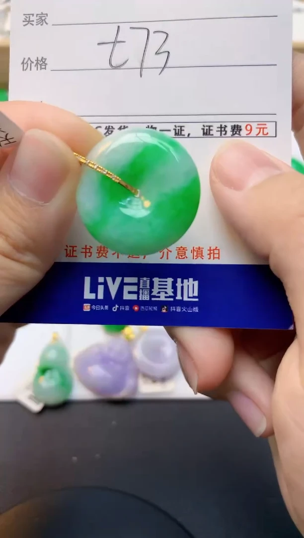 颈饰18K金镶嵌翡翠天然缅甸A货翡翠百元以上9元证书费自理