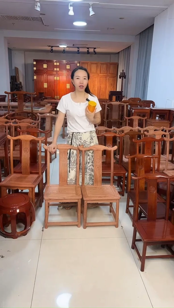 花梨木类家具一对白胚小巴花小官帽（高34）