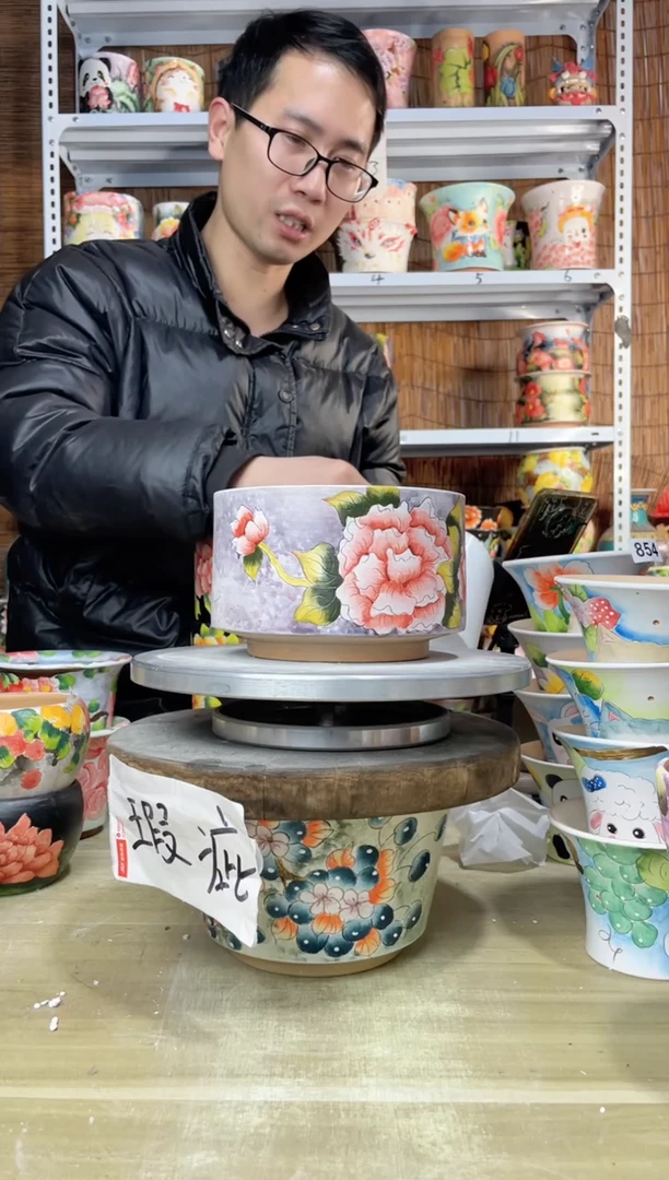 【闪购商品】摆件859陶花岛多肉陶瓷花盆罐——微瑕