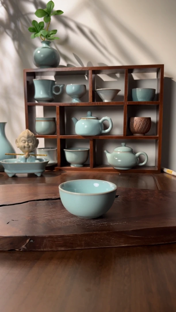 【闪购商品】杯玉松汝瓷高端天青釉色碗杯