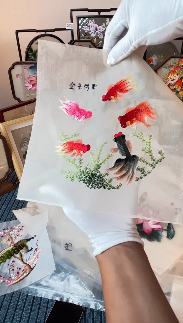织绣纯手工苏绣双面绣绣布