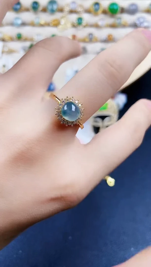 翡翠戒指银S925镶嵌41689