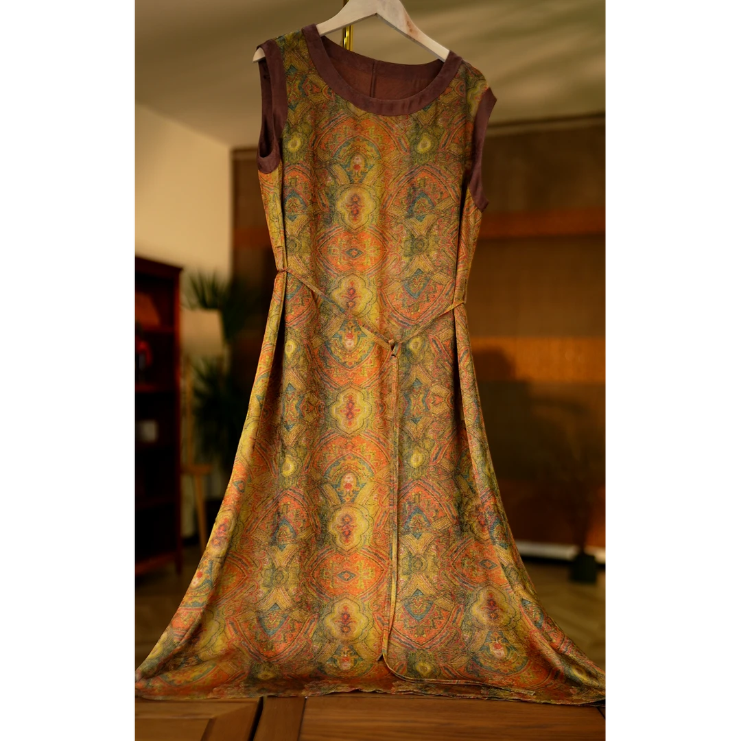 艺术旅途《非遗美学》1321复古提花双面穿宽松背心裙