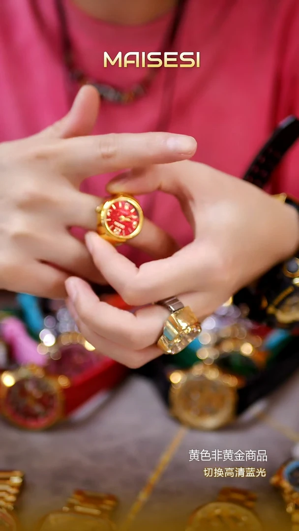 无锌合金戒指-黄红色