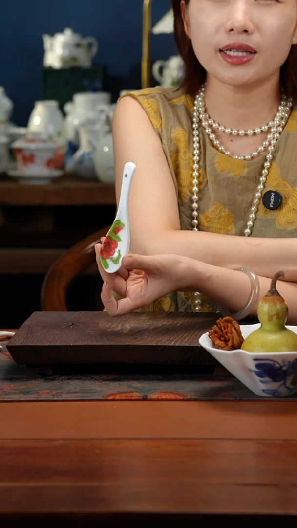 陶瓷景德镇高温釉中彩餐具勺子一只