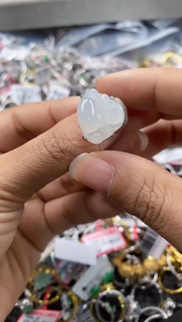 银S925镶嵌戒指翡翠7777              5