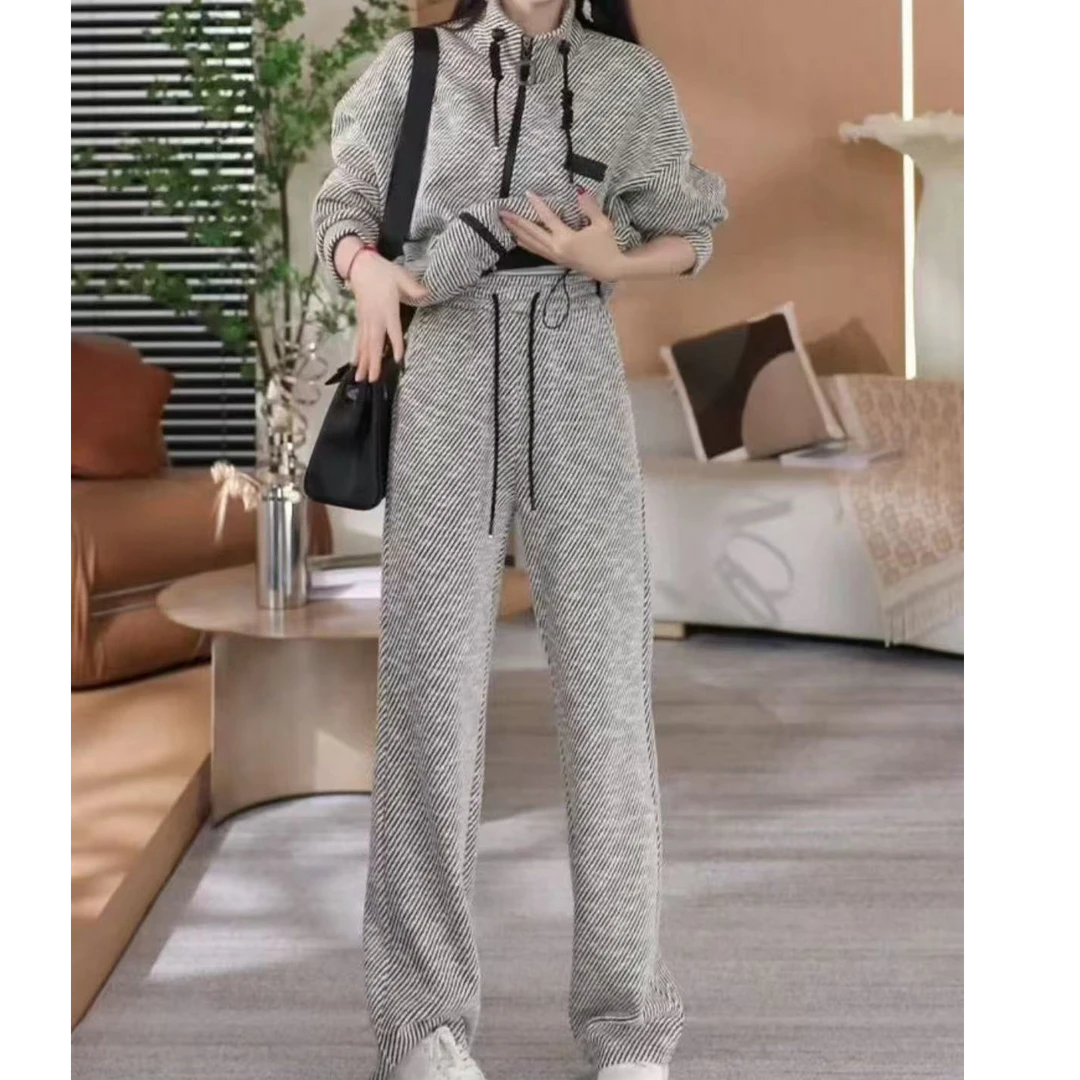 2025春秋新款时尚气质显瘦两件套洋气条纹套装2403衣52裤93