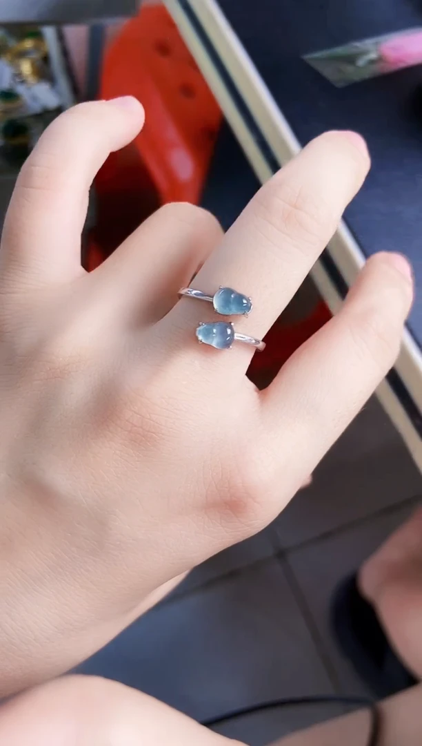 翡翠戒指银S925镶嵌21389