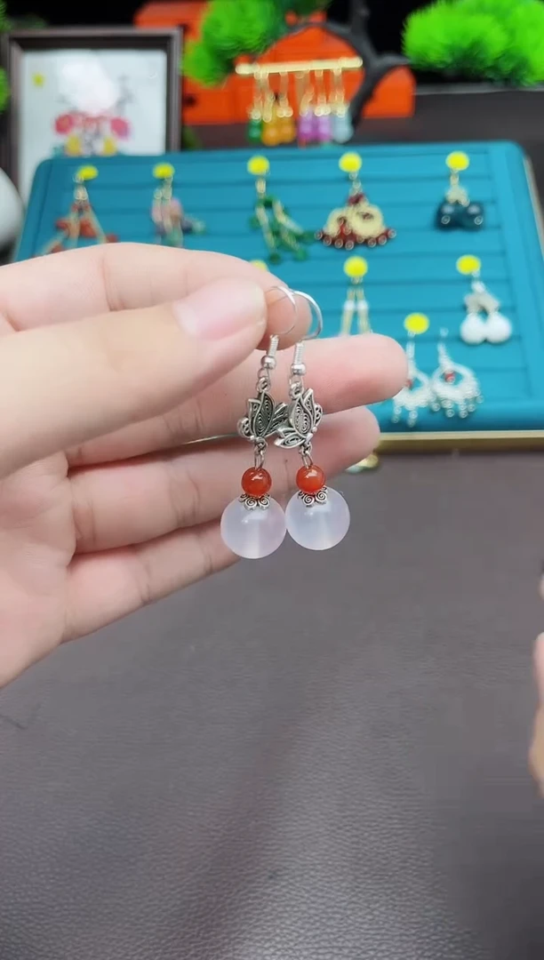 【闪购商品】玛瑙/玉髓耳钉银S925镶嵌729000