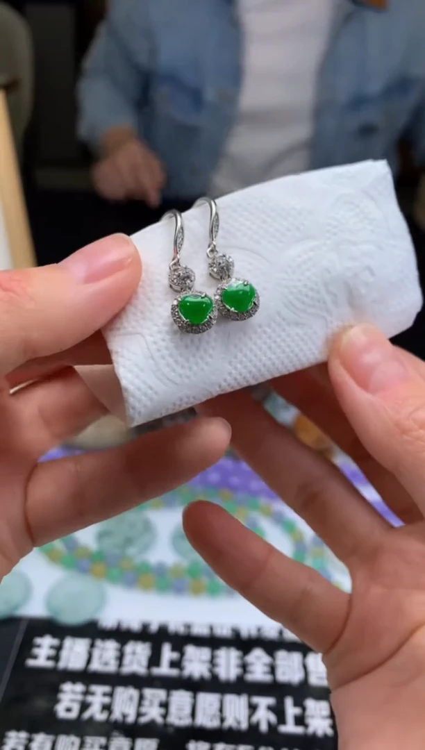 【闪购商品】定制翡翠银S925镶嵌耳饰-91430