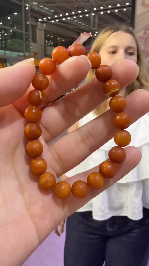 手链琥珀未镶嵌5秒拍号 假一罚三