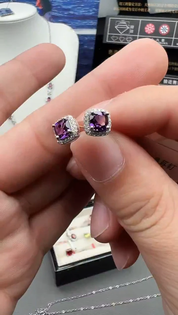 银S925镶嵌耳饰紫晶4