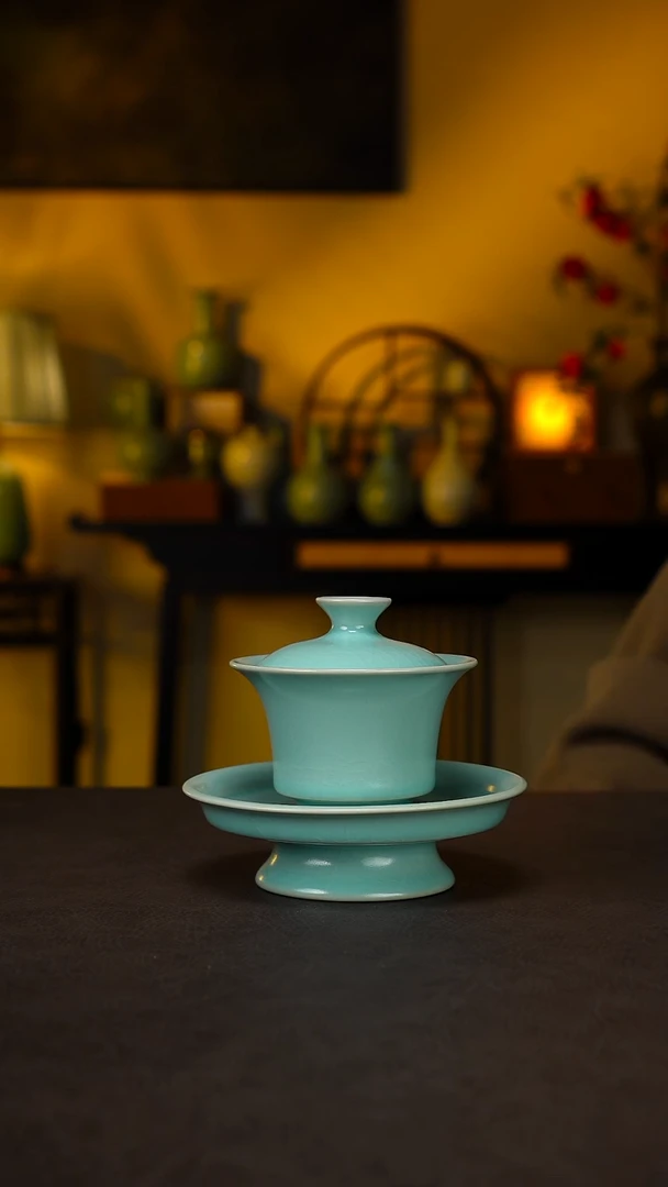 盖碗瓷高足马蹄三才-精品