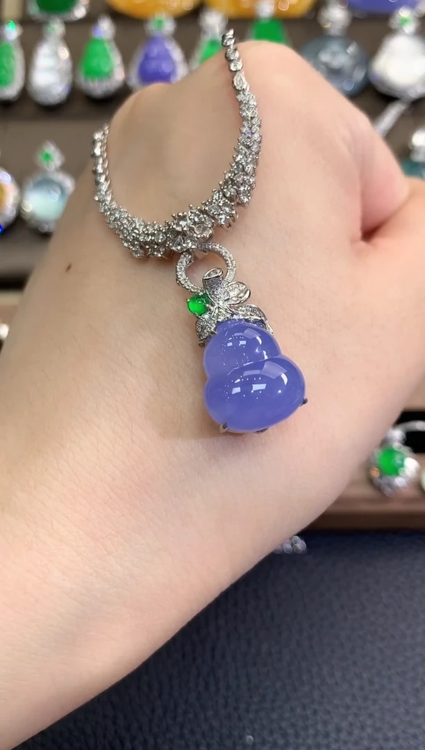 翡翠18K金镶嵌吊坠(不含链)春日珠宝 D8紫货有色差