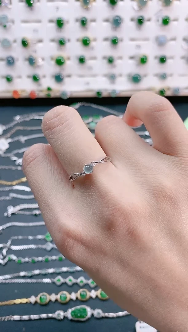 【闪购商品】翡翠戒指银S925镶嵌天然翡翠