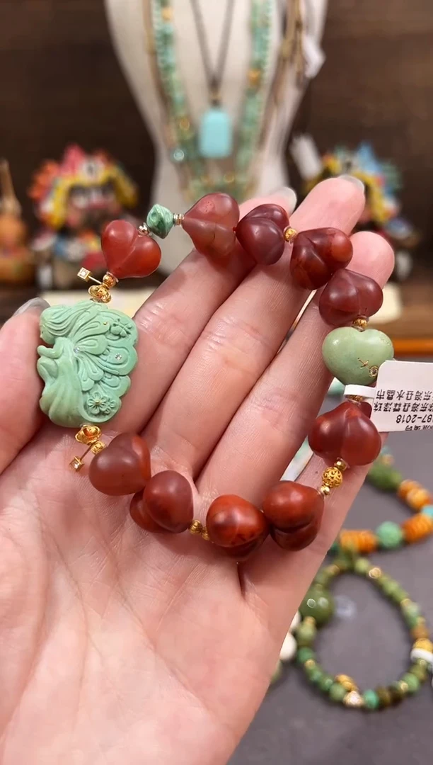 手链18K金镶嵌南红玛瑙南红手链