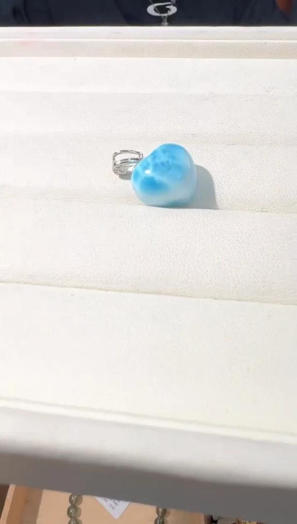 【闪购商品】针钠钙石（海纹石）手链银S925镶嵌348海纹爱心吊坠