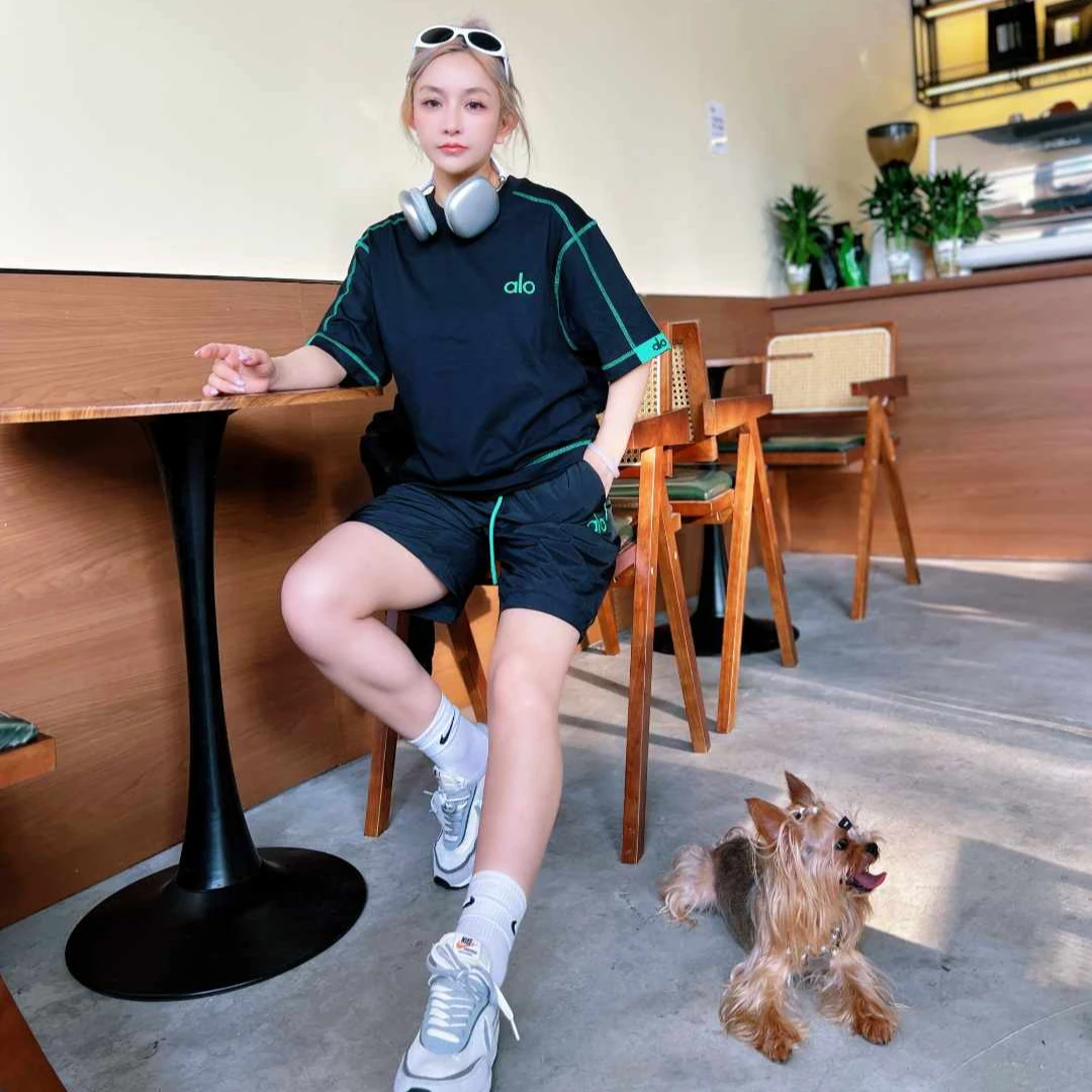 【W】2025春季新款时尚潮流连帽短袖套装