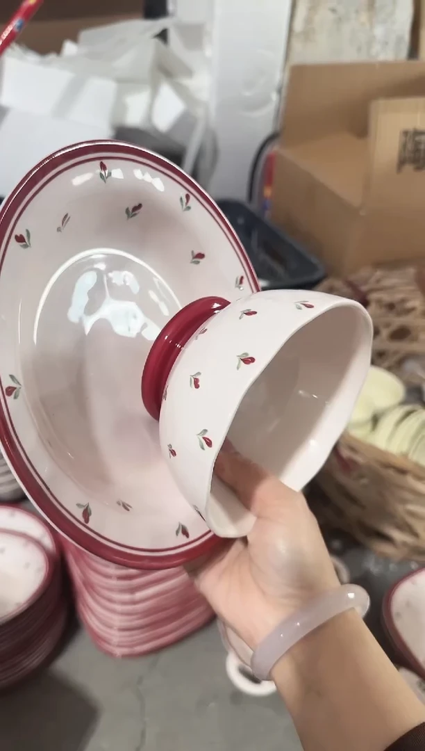 【正品】5寸郁金香碗10个+8.3盘10个别黑点针眼属正常基本无暇