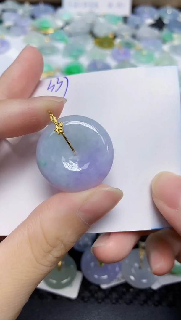 颈饰18K金镶嵌翡翠天然缅甸翡翠A货翡翠百元以上9元证书费自理