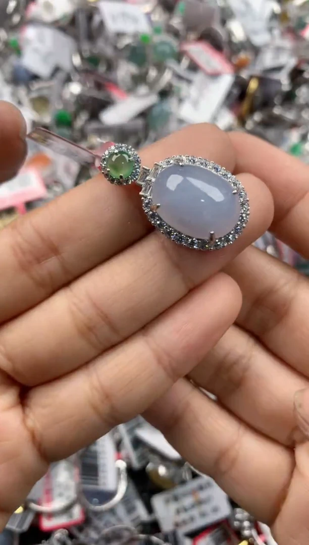 银S925镶嵌戒指翡翠333 3
