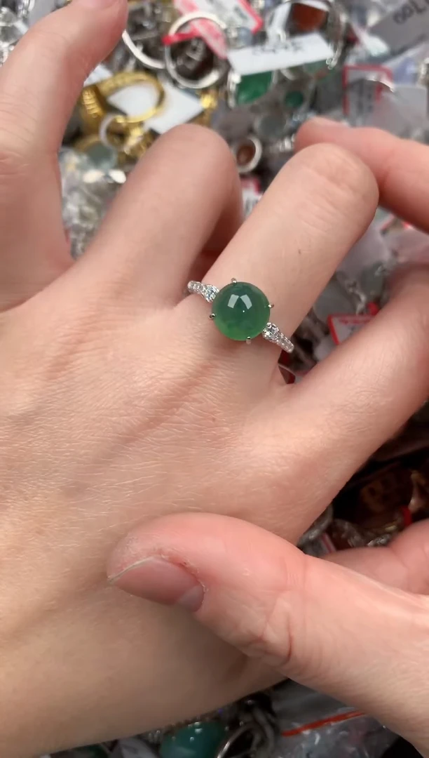 银S925镶嵌戒指翡翠333       6