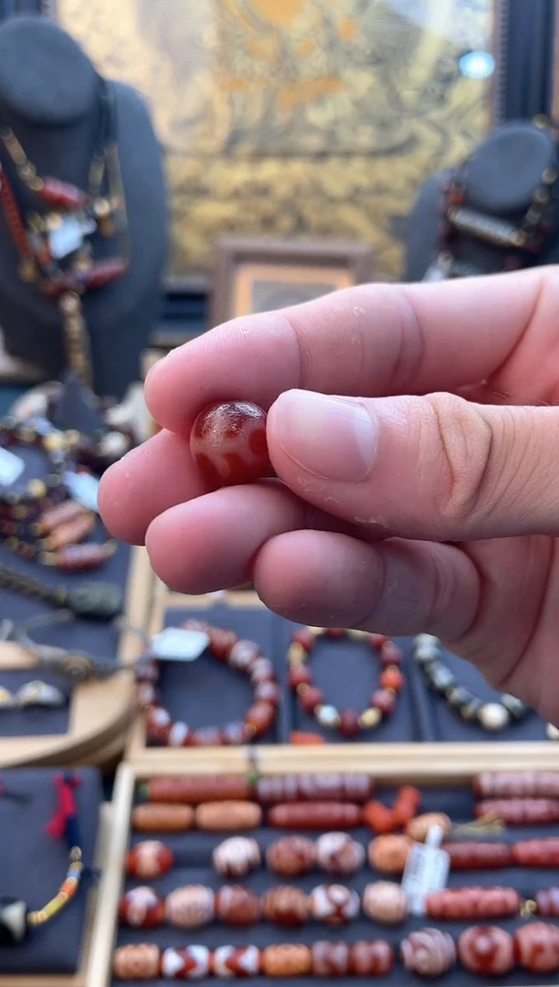 未镶嵌颈饰玛瑙/玉髓美泓红肉双贵人小圆珠单珠