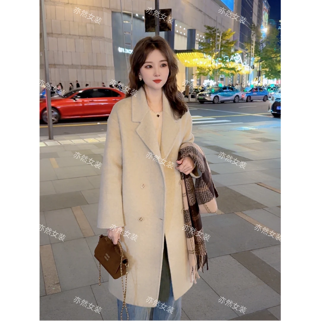 2025秋冬新款长毛双面羊毛大衣女韩系宽松时尚88788